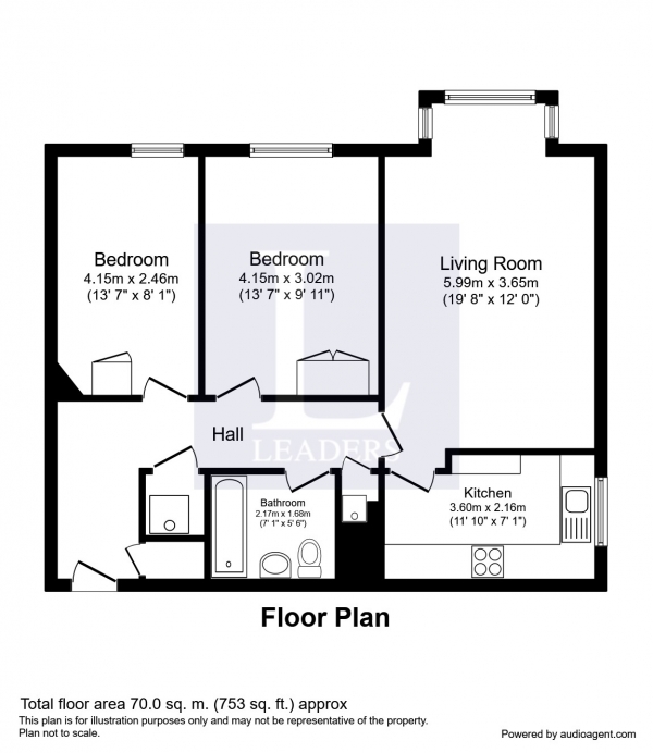 Floor Plan Image for 2 Bedroom Flat to Rent in Stratton Court, Adelaide Road, Surbiton