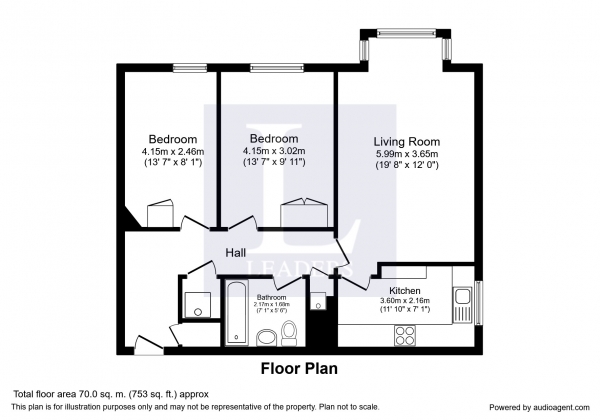 Floor Plan Image for 2 Bedroom Flat to Rent in Stratton Court, Adelaide Road, Surbiton