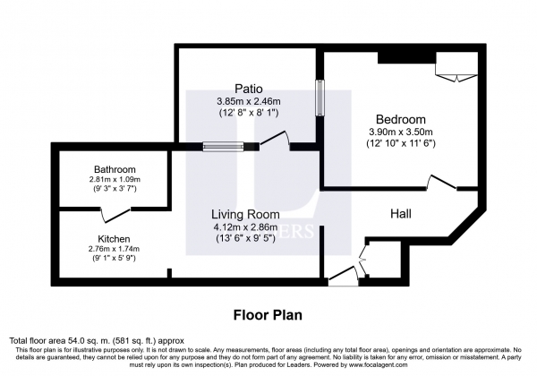 Floor Plan Image for 1 Bedroom Ground Flat to Rent in Hook Road, Surbiton