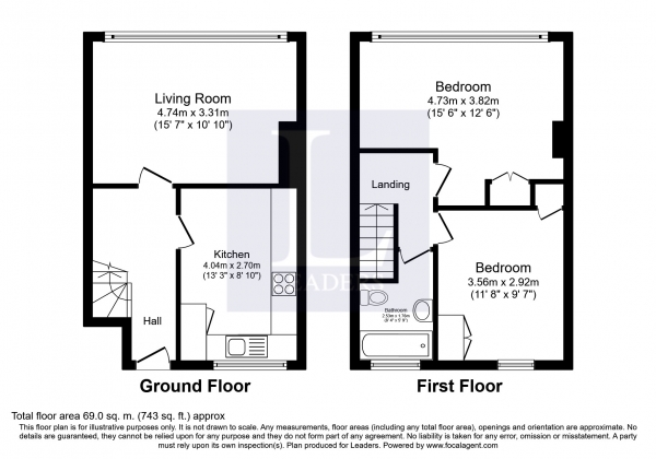 Floor Plan Image for 2 Bedroom Maisonette to Rent in School Lane, Surbiton