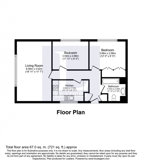 Floor Plan for 2 Bedroom Flat to Rent in Cleves Court, Surbiton, 16-18 St. Marks Hill, KT6, 4PS - £312 pw | £1350 pcm