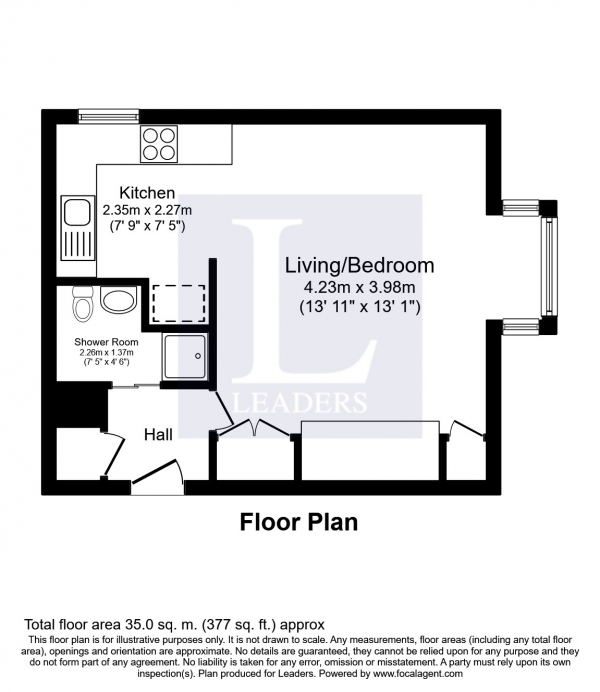 Floor Plan Image for Studio Flat to Rent in Saxon Close, Surbiton