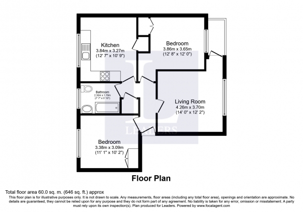 Floor Plan Image for 2 Bedroom Flat to Rent in Brine Court, Grove Road, Surbiton