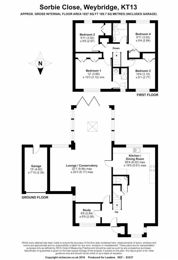 Floor Plan Image for 4 Bedroom Property to Rent in Sorbie Close, Weybridge, Surrey