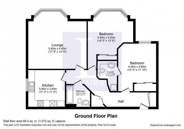 Floor Plan Image for 2 Bedroom Property to Rent in Queensborough House North, Oatlands Chase, Surrey