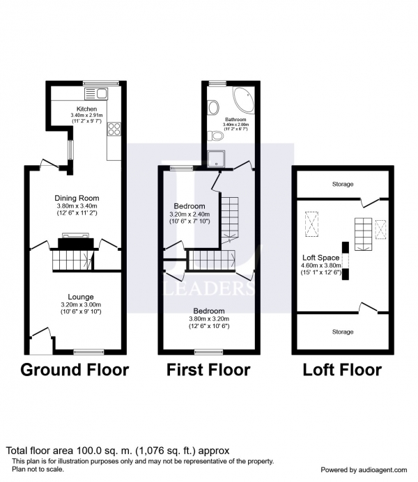 Floor Plan for 2 Bedroom Terraced House to Rent in Glencoe Road, Weybridge, KT13, 8JY - £312 pw | £1350 pcm