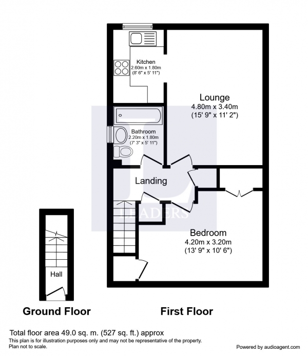Floor Plan Image for 1 Bedroom Property to Rent in Heathbridge, Brooklands Road, Weybridge