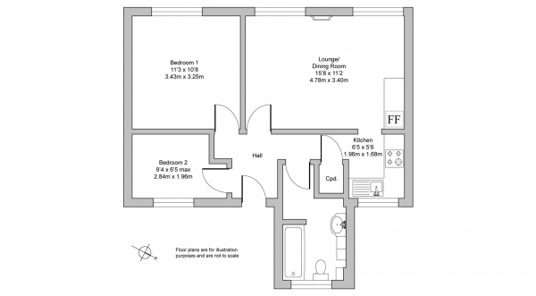 Floor Plan Image for 2 Bedroom Flat for Sale in Warwick House, Kenilworth
