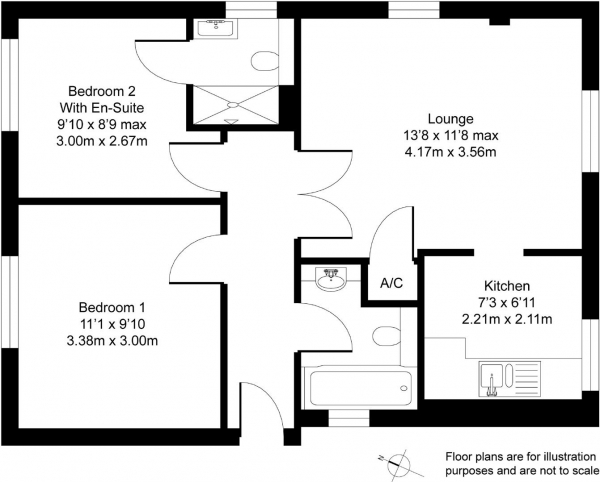 Floor Plan Image for 2 Bedroom Apartment for Sale in Kenilworth Hall, Kenilworth