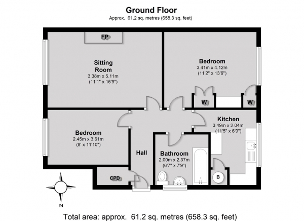 Floor Plan Image for 2 Bedroom Maisonette for Sale in Woodcote Avenue, Kenilworth