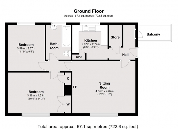 Floor Plan Image for 2 Bedroom Apartment for Sale in Orlescote Road, Coventry