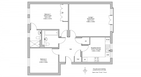 Floor Plan Image for 2 Bedroom Apartment for Sale in Priory House, Grafton Close, Kenilworth