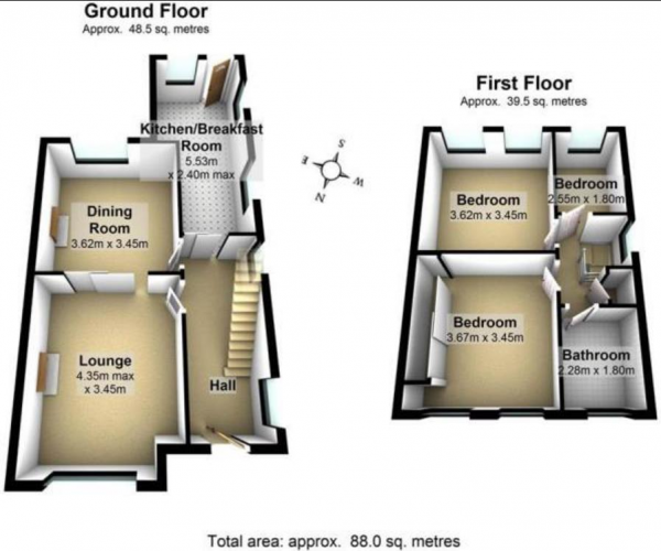 Floor Plan Image for 3 Bedroom Semi-Detached House for Sale in Moorlands Avenue, Kenilworth