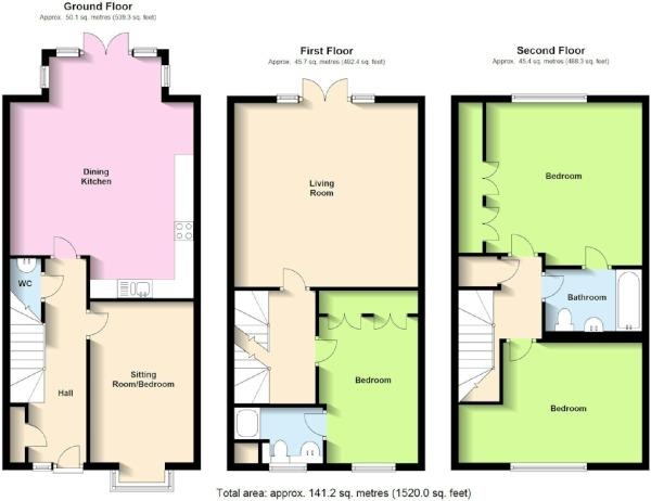 Floor Plan Image for 4 Bedroom Town House for Sale in Laneham Place, Kenilworth