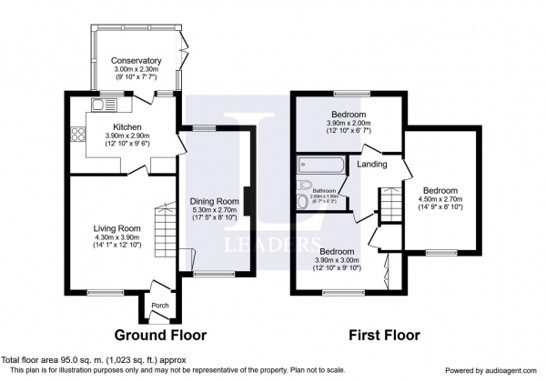 Floor Plan Image for 3 Bedroom Terraced House for Sale in Moorlands Avenue, Kenilworth