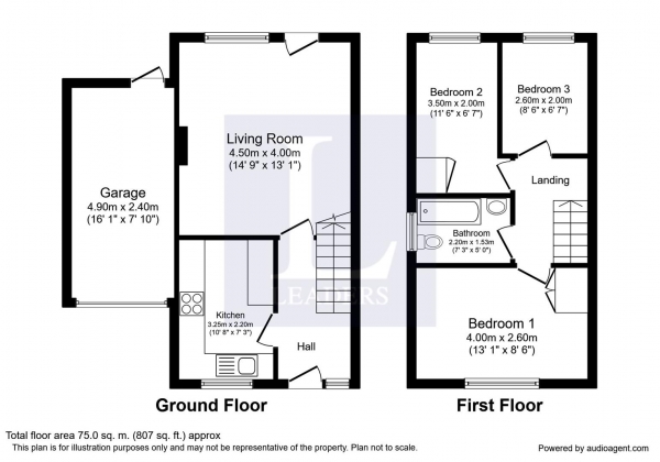 Floor Plan Image for 3 Bedroom Semi-Detached House for Sale in Longleat Grove, Leamington Spa