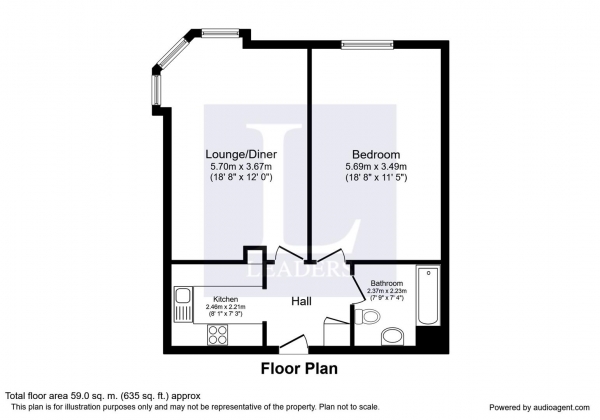 Floor Plan Image for 1 Bedroom Flat for Sale in The Hayes , Leek Wootton