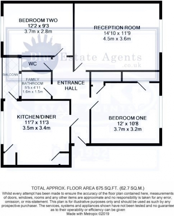 Floor Plan Image for 2 Bedroom Flat for Sale in Northfield Road, Hounslow, TW5