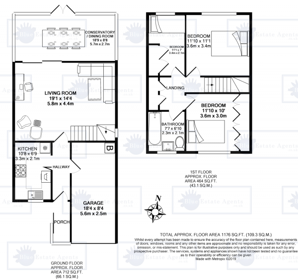 Floor Plan Image for 3 Bedroom End of Terrace House for Sale in Palmer Close, Hounslow, TW5