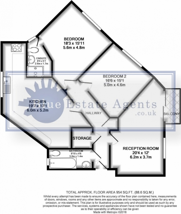 Floor Plan Image for 2 Bedroom Apartment for Sale in Primrose Place, Isleworth, TW7