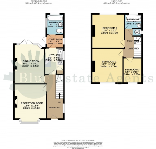 Floor Plan Image for 3 Bedroom Semi-Detached House for Sale in The Crossways, Hounslow, TW5