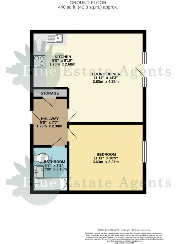 Floor Plan Image for 1 Bedroom Apartment for Sale in St Giles Close, Hounslow, TW5