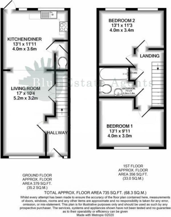 Floor Plan Image for 2 Bedroom End of Terrace House for Sale in Harte Road, Hounslow, TW3