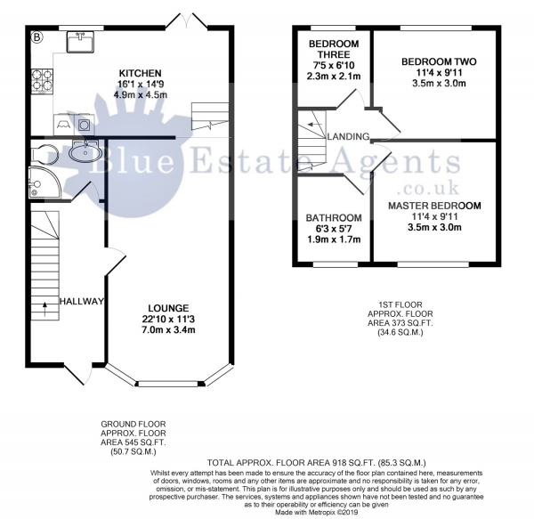 Floor Plan Image for 3 Bedroom Terraced House to Rent in Church Road, Hounslow, TW5