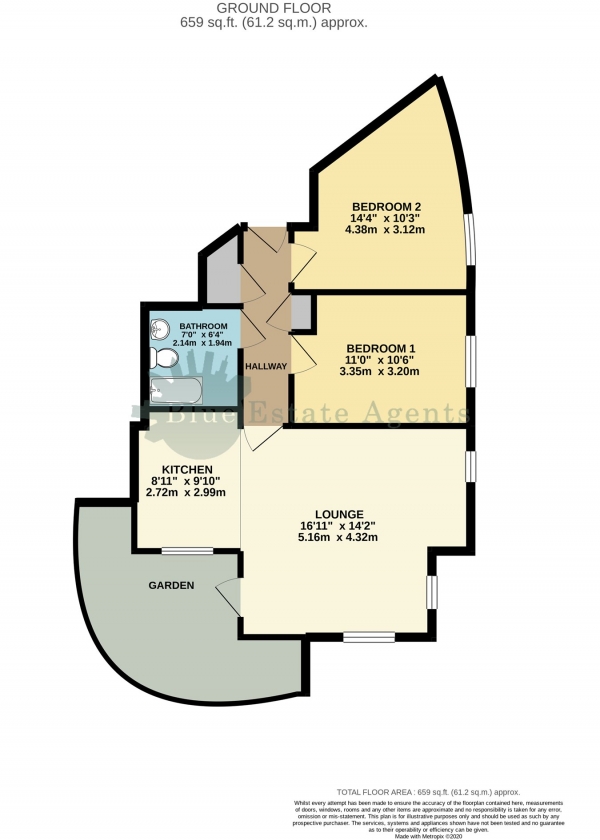 Floor Plan Image for 2 Bedroom Ground Flat for Sale in Page Road, Feltham, TW14