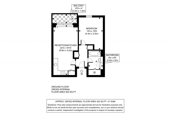 Floor Plan Image for 1 Bedroom Flat for Sale in Banks Yard, Hounslow, TW5