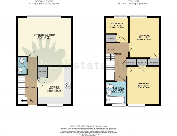 Floor Plan Image for 3 Bedroom Flat for Sale in Edgar Road, Whitton, Hounslow, TW4