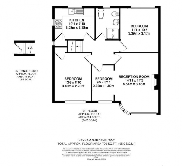 Floor Plan Image for 3 Bedroom Maisonette for Sale in Hexham Gardens, Isleworth, TW7