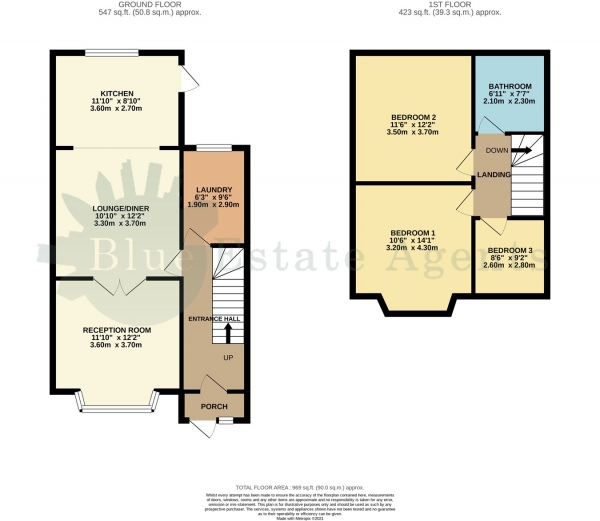 Floor Plan Image for 3 Bedroom Terraced House for Sale in The Vale, Hounslow, TW5