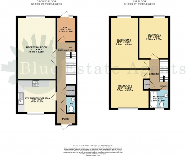 Floor Plan Image for 3 Bedroom Terraced House to Rent in Cranford Lane, Hounslow, TW5