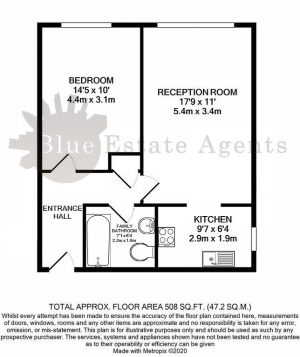 Floor Plan Image for 1 Bedroom Flat for Sale in Vicarage Farm Road, Hounslow, TW5