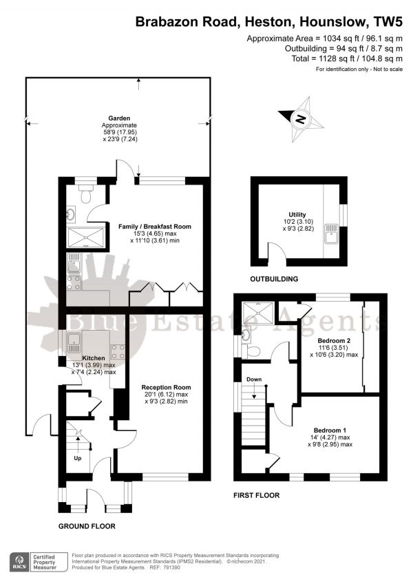 Floor Plan Image for 2 Bedroom Semi-Detached House for Sale in Brabazon Road, Hounslow, TW5