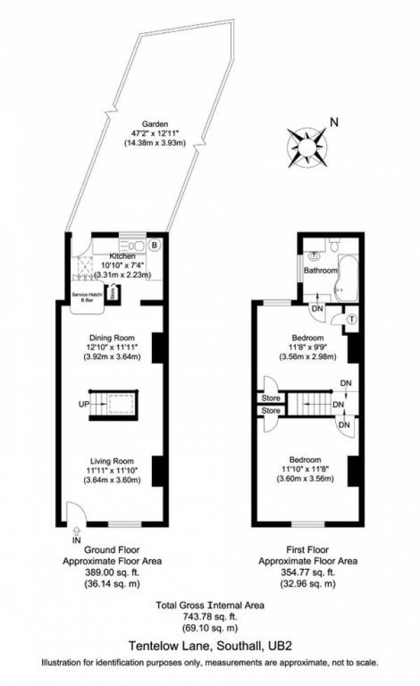 Floor Plan Image for 2 Bedroom Cottage to Rent in Tentelow Lane, Southall, UB2