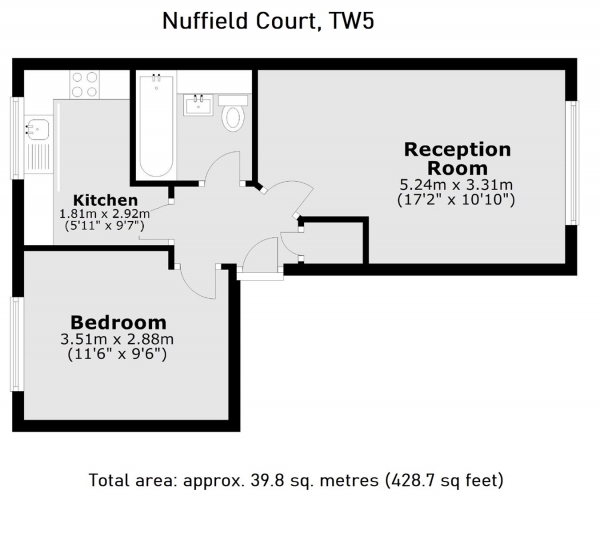 Floor Plan Image for 1 Bedroom Flat for Sale in Old Park Mews, Hounslow, TW5