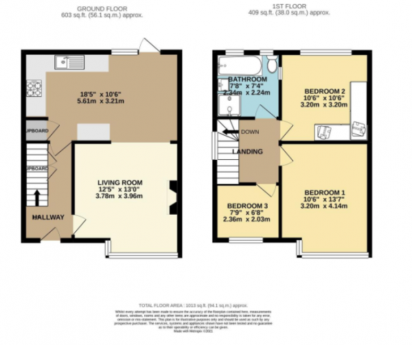 Floor Plan Image for 3 Bedroom Semi-Detached House to Rent in Feltham Hill Road, Ashford, TW15