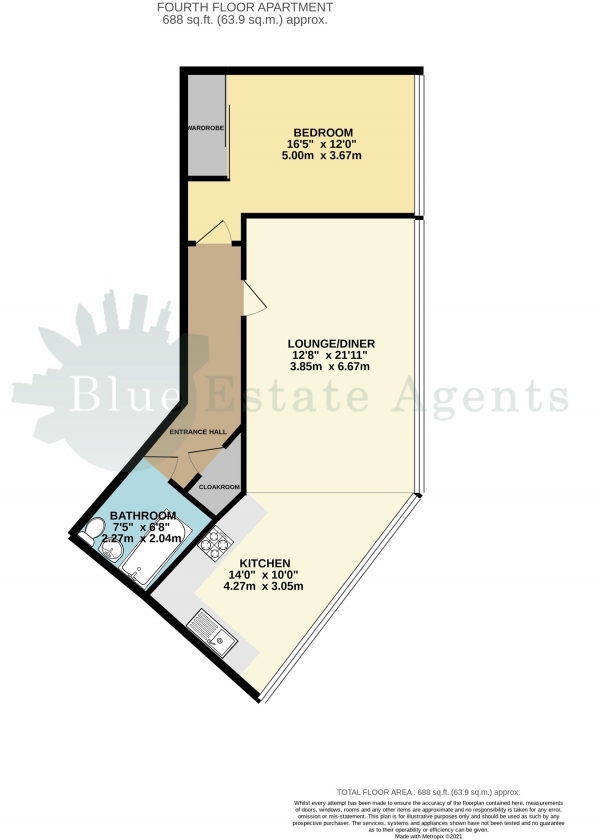 Floor Plan Image for 1 Bedroom Apartment for Sale in Balfour Road, Hounslow, TW3