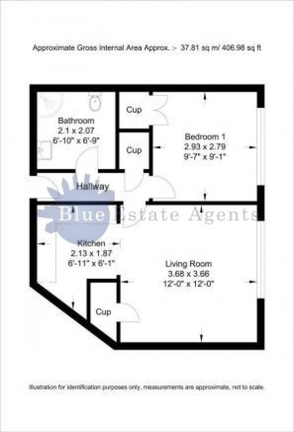 Floor Plan Image for 1 Bedroom Flat to Rent in Cranston Close, Hounslow, TW3