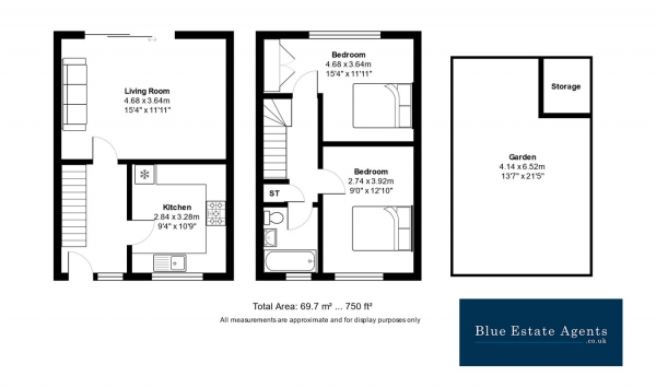 Floor Plan Image for 2 Bedroom Duplex to Rent in Harlech Gardens, Hounslow, TW5