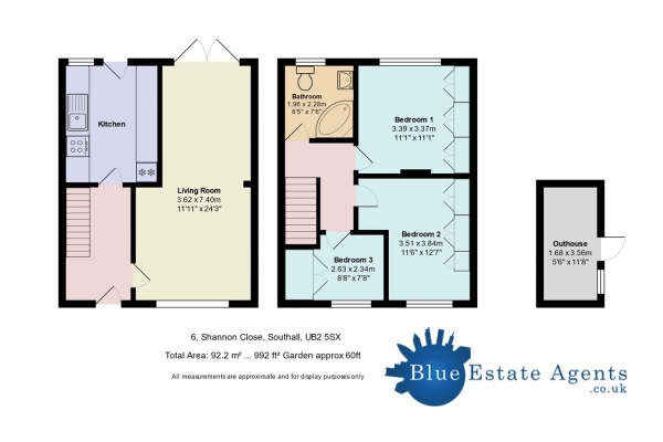 Floor Plan Image for 3 Bedroom Terraced House for Sale in Shannon Close, Southall, UB2