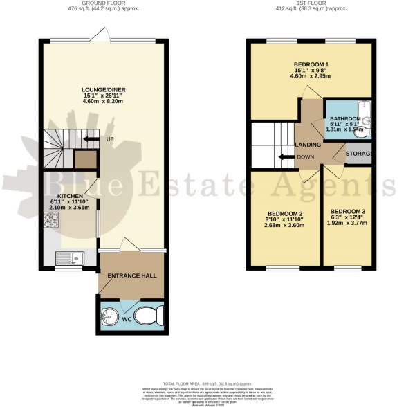 Floor Plan Image for 3 Bedroom End of Terrace House to Rent in Redwood Estate, Hounslow, TW5