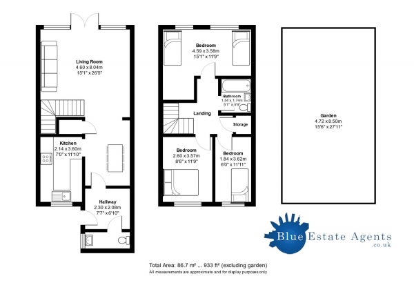 Floor Plan Image for 3 Bedroom Terraced House for Sale in Norman Crescent, Hounslow, TW5