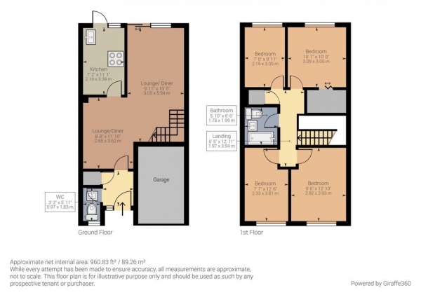 Floor Plan Image for 4 Bedroom Terraced House to Rent in Ruscombe Way, Feltham, TW14