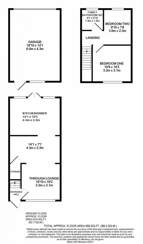 Floor Plan Image for 2 Bedroom Terraced House to Rent in Durham Road, Feltham, TW14