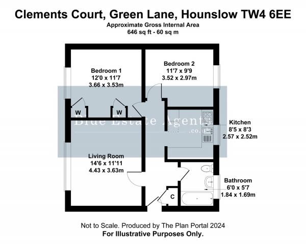 Floor Plan Image for 2 Bedroom Flat for Sale in Green Lane, Hounslow, TW4