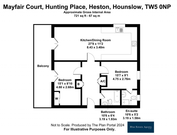 Floor Plan Image for 2 Bedroom Apartment for Sale in Hunting Place, Hounslow, TW5