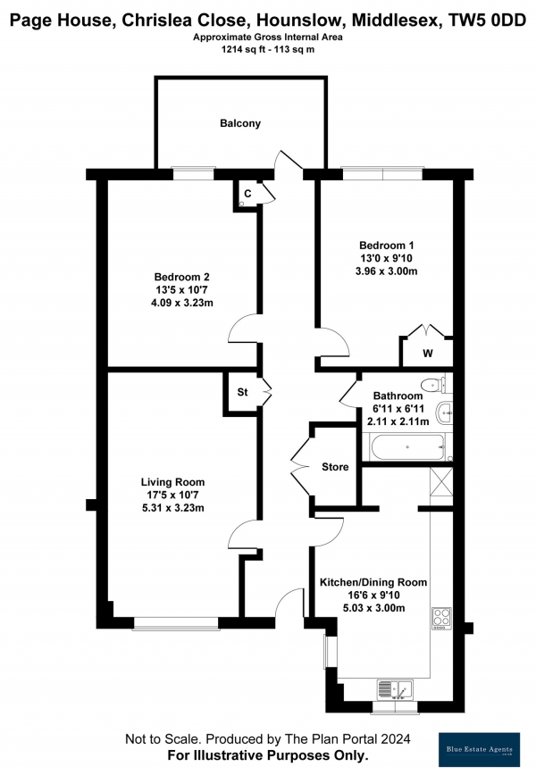 Floor Plan Image for 2 Bedroom Apartment for Sale in Chrislea Close, Hounslow, TW5